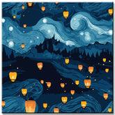 Sky Lanterns Van Gogh Style Paint by Numbers